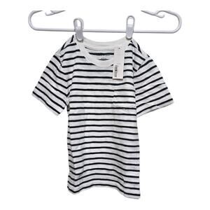 Janie and Jack Boys Stripe Pocket Tee Size 4 Gray White NWT 100% Cotton